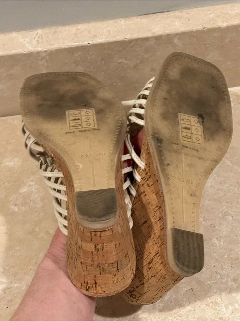 Dolce Vita White Woven Slide Sandals
